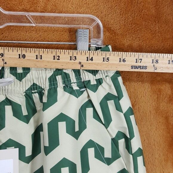 OAS Swimwear Mens Large Tan Green Wavy Pattern Swim Trunks Shorts ATLAS - Picture 7 of 10